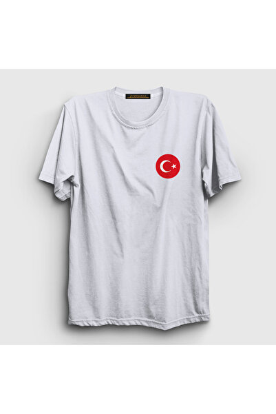 Presmono Bela turska zastava unisex T-shirt - polumesec zvezda okrugli logo 4...