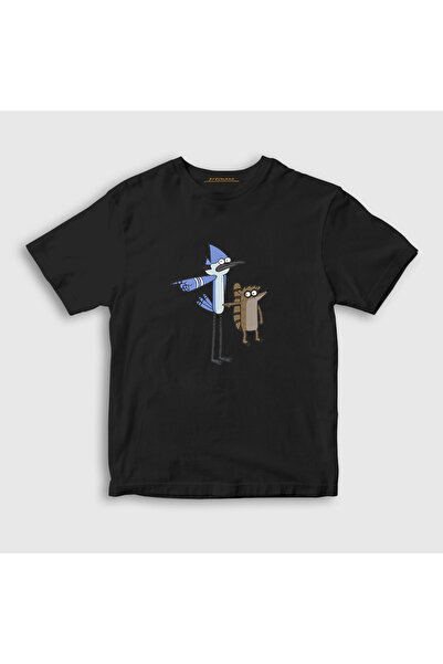 Presmono Mordecai i Rigby unisex dečje T-shirt - crne, regular show, 449599tt