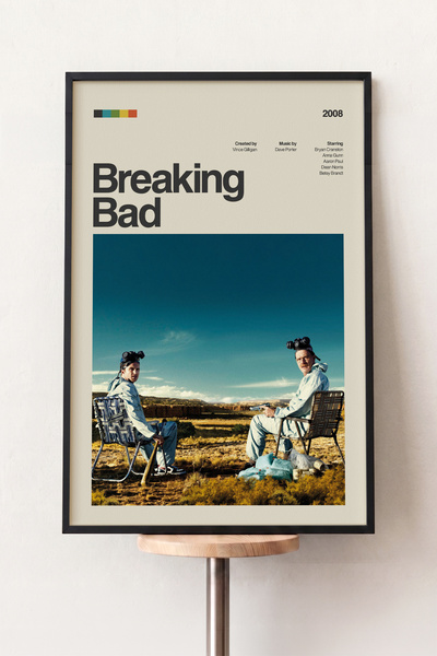 Pena Tablo Breaking Bad Siyah Çerçeveli Retro Dizi Posteri