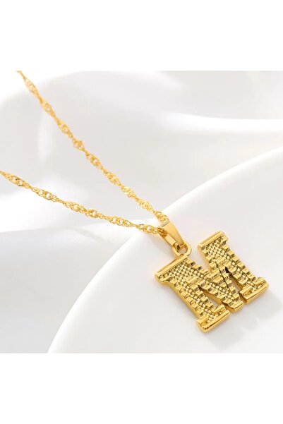 Choice M Fashion Gold Plated 26 Initial Letter Pendant Water Wave Chain Neckl...