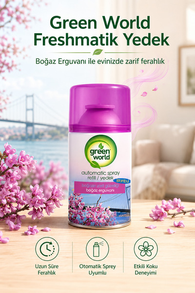 Green World Oda Kokusu 250ml BOĞAZ ERGUVANI Freshmatik Yedek Sprey