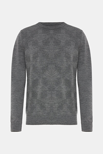W Collection GRİ MELANJ BİSİKLET YAKA UZUN KOLLU KAZAK