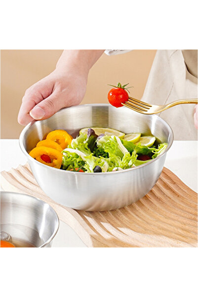 Choice 17cm-1pc Stainless Steel Gold And Silver Salad Bowl Rice Noodles Lamia...