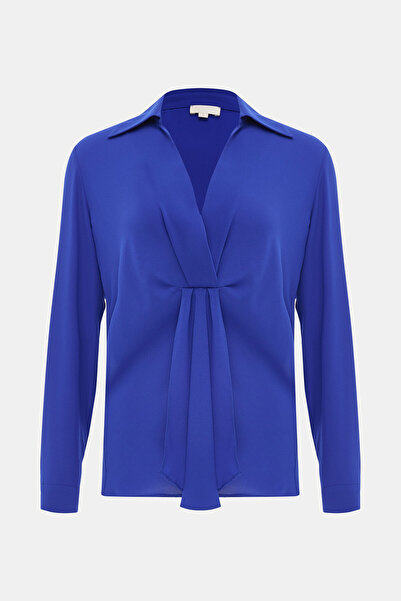 W Collection SAKS KRUVAZE YAKA UZUN KOLLU BLUZ