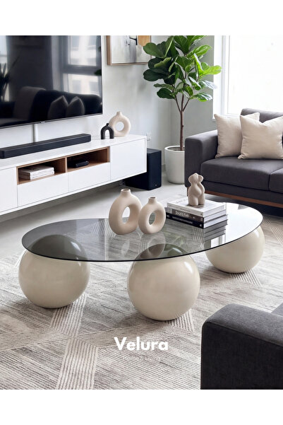 Velura Home & Living Orta Sehpa & Modern Küre Sehpa & Bohem Top Sehpa