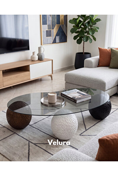 Velura Home & Living Orta Sehpa & Modern Küre Sehpa & Bohem Top Sehpa