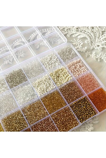 Choice خرز زجاجي ذهبي شامبانيا 14400 قطعة، خرز زجاجي أبيض وشامبانيا 2 مم، خرز...