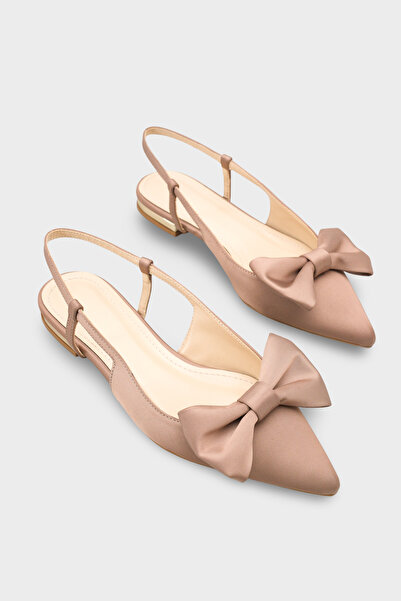 Capone Outfitters Ania Pointed Toe Satin Open Back Women's Ballerinas