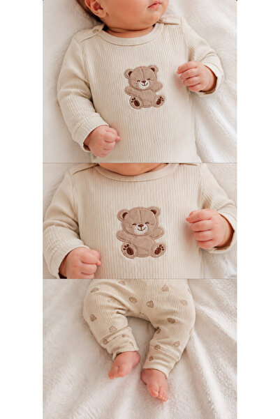 Mou&Kou Cotton Badili 2-Piece Baby Top and Bottom Set Soft Ribbed Combed Cotton
