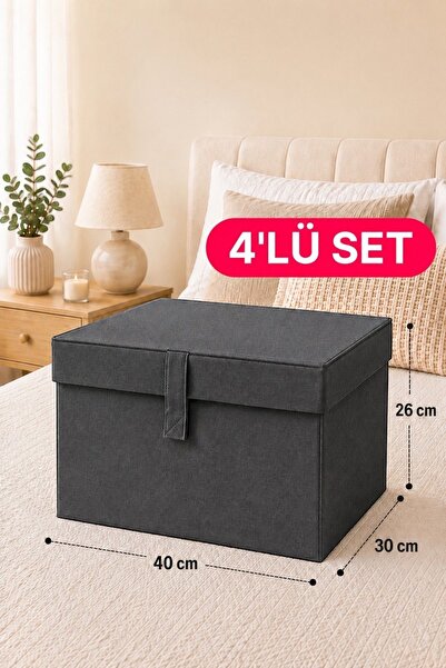 Helen's Home 4-Piece Mini Box Storage Set with Supportive Lid 40X30X26 cm - A...