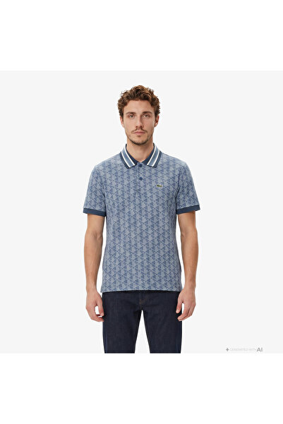 Lacoste Erkek Classic Fit Monogram Mavi Polo