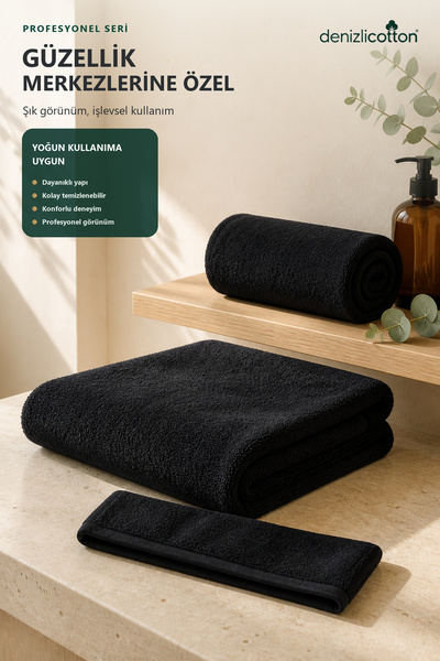 denizlicotton Supersoft Velvet Towel Set for Beauty Centers Bathroom 70X140 cm Head 50X90 cm Bandana 8X70 cm