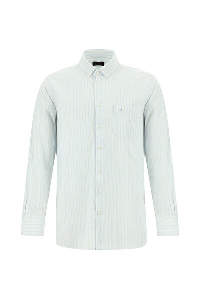 Abdullah Kiğılı Long Sleeve Regular Fit Striped Cotton Shirt