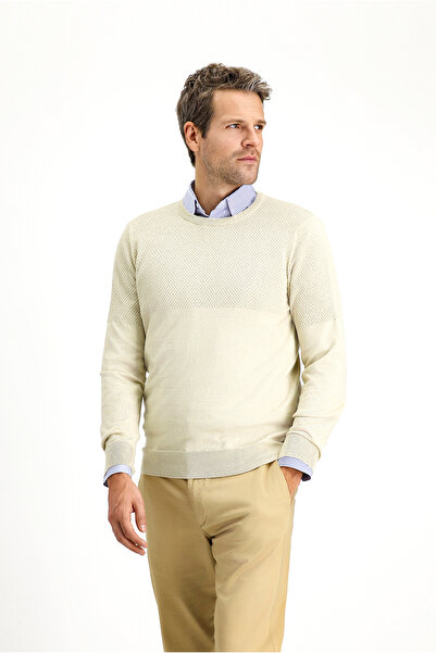 Kiğılı Crew Neck Slim Fit Slim Fit Patterned Cotton Knitwear Sweater