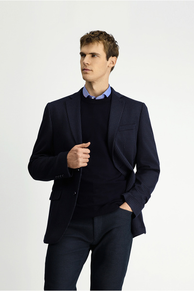 Kiğılı 7 Drop Super Slim Fit Extra Slim Fit Knitted Classic Striped Jacket