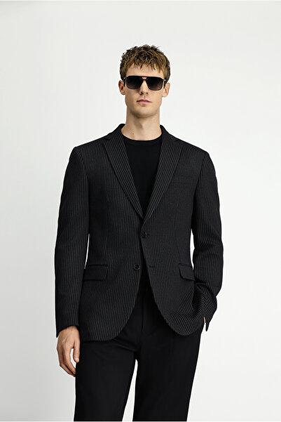 Kiğılı 7 Drop Super Slim Fit Extra Slim Fit Knitted Classic Striped Jacket