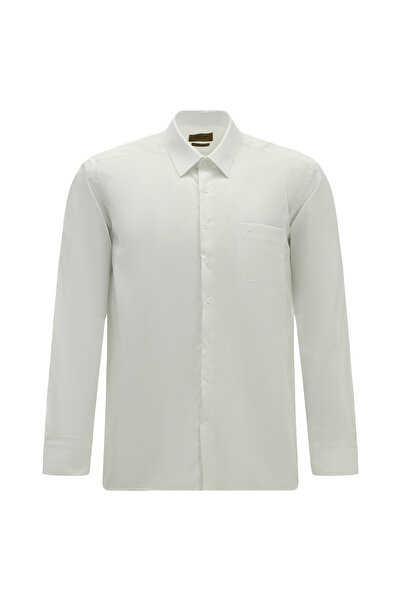 Abdullah Kiğılı Long Sleeve Patterned Pocketed Cotton Classic Non Iron Shirt