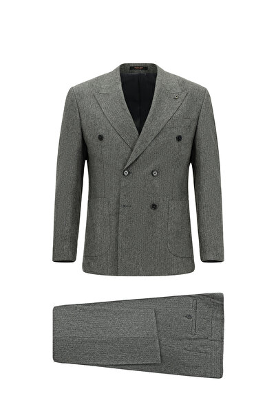 Abdullah Kiğılı 7 Drop Slim Fit Slim Fit Patterned Wool Piece Double-Breasted...