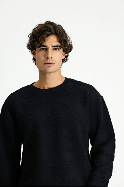 Kiğılı Crew Neck Loose Fit Patterned Cotton Sweatshirt