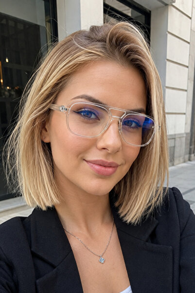 Chunky Frame Ice Cub Unisex Transparent Frame Blue Light Filter Screen Glasses