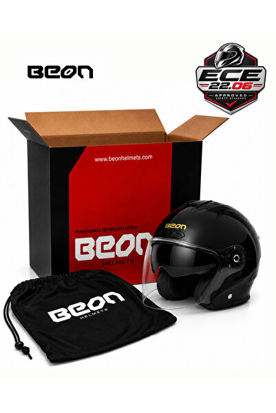 beon ÇENESİZ VİZÖRLÜ YAZLIK KASK [B203] [PARLAK SİYAH]
