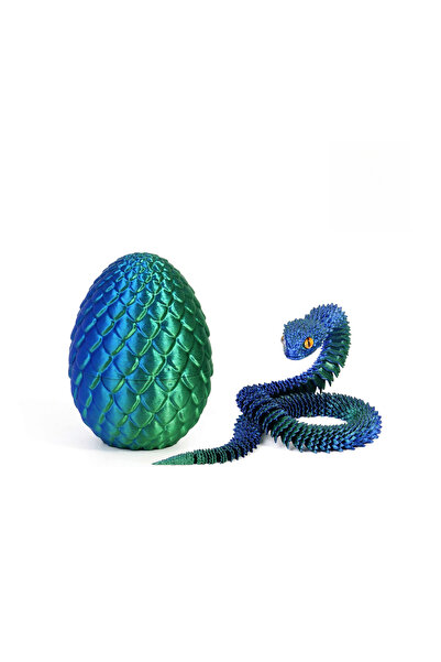 Choice Blue Green 3D Printed Snake with Egg Mobility Simulate Snake Ornament ...