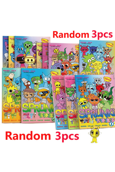 Choice1 Random 3pcs Cartoon Sprunki Coloring Books Anime Game Tracing Figures...