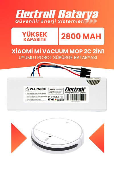 ELECTROLL Xiaomi Mi Vacuum Mop 2c 2in1 Uyumlu Batarya (YÜKSEK KAPASİTE) 2800m...