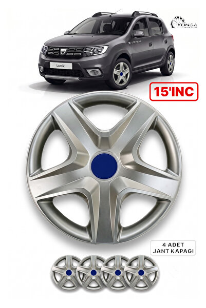 YONGA OTO AKSESUAR DACİA SANDERO STEPWAY 15 İnç Jant Kapağı 4'lü Set Gümüş + ...