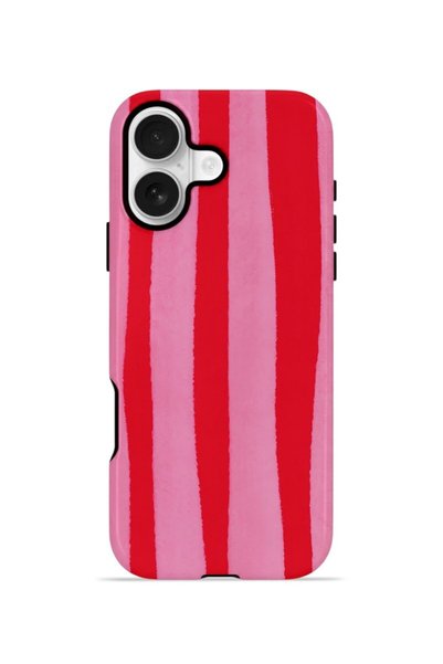 PiyasaSepeti iPhone 16 Plus Vorian Dual Layer Case Raspberry Bold Stripe