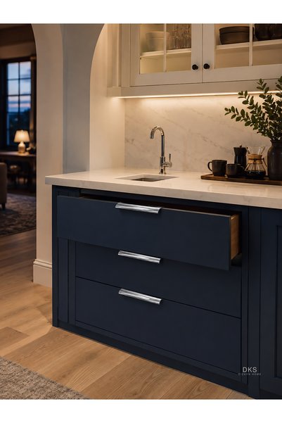 DKSDİZAYN Internal Side Handle Integrated Chrome - 1St. Grade Aluminum Handle - 150 mm - Furniture Drawer Kitchen Cabinet Handle