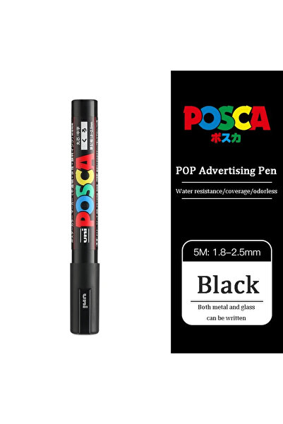 Choice PC-5M-Black 1PC UNI POSCA White & Black & Red - Acrylic Marker Pen for...