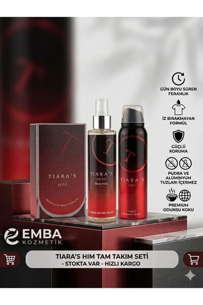 Tiaras Erkek Parfüm Seti 100ml.Parfüm+2 adet deodorant