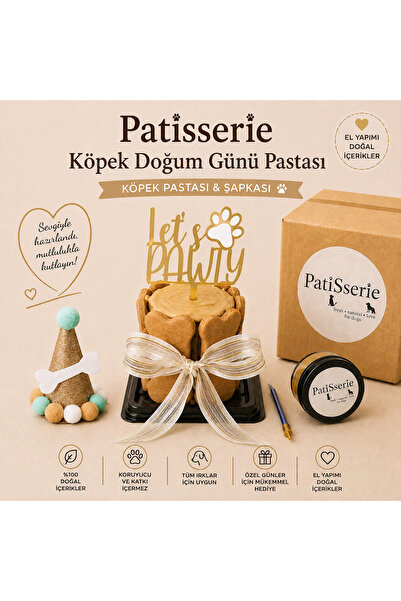 Köpekler Için Doğum Günü Seti-gold Paw Kit- Doğum Günü Pastası,pati Tasarımlı Süs,doğum Günü Şapkası