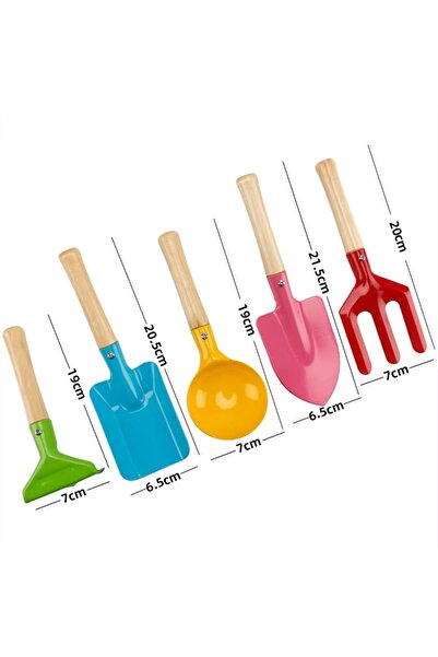 Choice3 5Pcs Set 5-Piece Kids Beach Toy Set - Metal Tools with Wooden Handles...