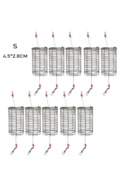 Choice SIZE-S 10PC Fishing Feeder Stainless Steel Bait Thrower Basket Feeder ...