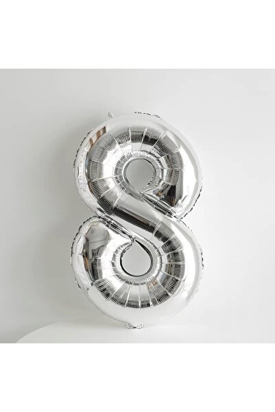 Choice 40 بوصة 8 بالونات كبيرة فضية رقمية من الألومنيوم مقاس 40 بوصة، بالونات...