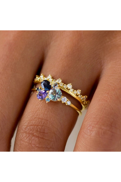 Choice 10 T0626 Huitan Multi Colored CZ Set Rings for Women Wedding Anniversa...