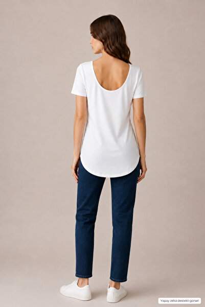 penyebizden Back Low-Cut Comfortable Viscose Tunic-White