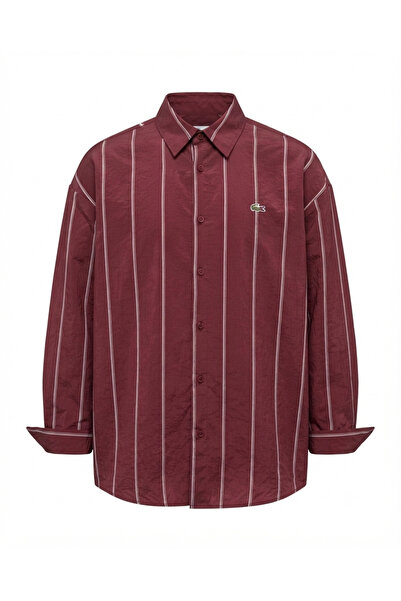 Bade Butik Burgundy Brand Model Striped Oversize Shirt