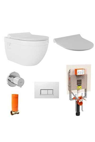 Seramiksan Neon Rim-Out Asma Klozet+Duroplast Kapak+VitrA Gömme Rezervuar Set