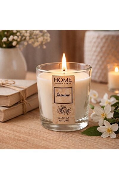 OEM Λευκό Αρωματικό Κερί με Άρωμα Γιασεμιού σε Γυάλινο Δοχείο Ø5x6.5cm