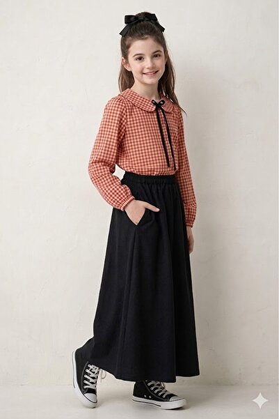 Angel&Co. Girls Clothing Κοριτσίστικο Σετ: Μαύρη Φούστα και Κόκκινο Καρό Πουκ...