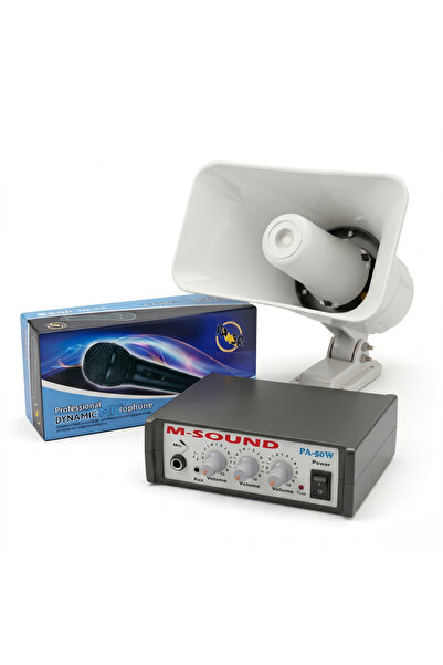 AUDIOX PS-50 Pazarcı Ses Sistemi Seti 12 Volt 50 Watt Pazarcı Amfisi Horn Hop...