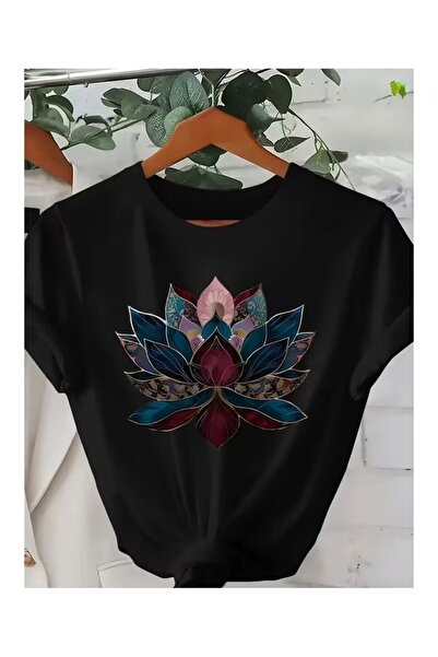 ZİYMO TRICOU OVERSIZE CU IMPRIMEU FLORI DE LOTUS