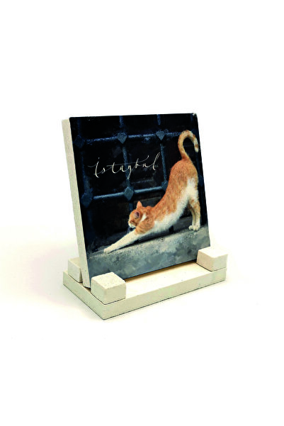 Sadrazam Πέτρινη βάση γραφείου με σχέδιο Istanbul Cat 10x10 KRT-63