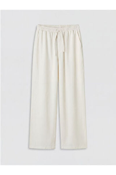 LC Waikiki New Season Beige Wide Leg Women's Trousers with Elastic Waist