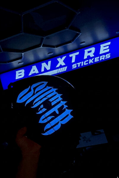 Banxtre Kask için Gotik Yazı Tipiyle Reflektörlü Sinner Kask Sticker Etiket (...