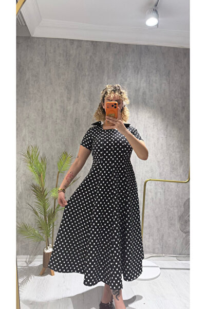 BELİS WEAR Women's New Season Ribbon Detail Polka Dot Dress