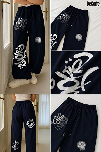 De Carte Γυναικεία φούτερ παντελόνια Graffiti Smk Axolotl με στάμπα, με φαρδι...